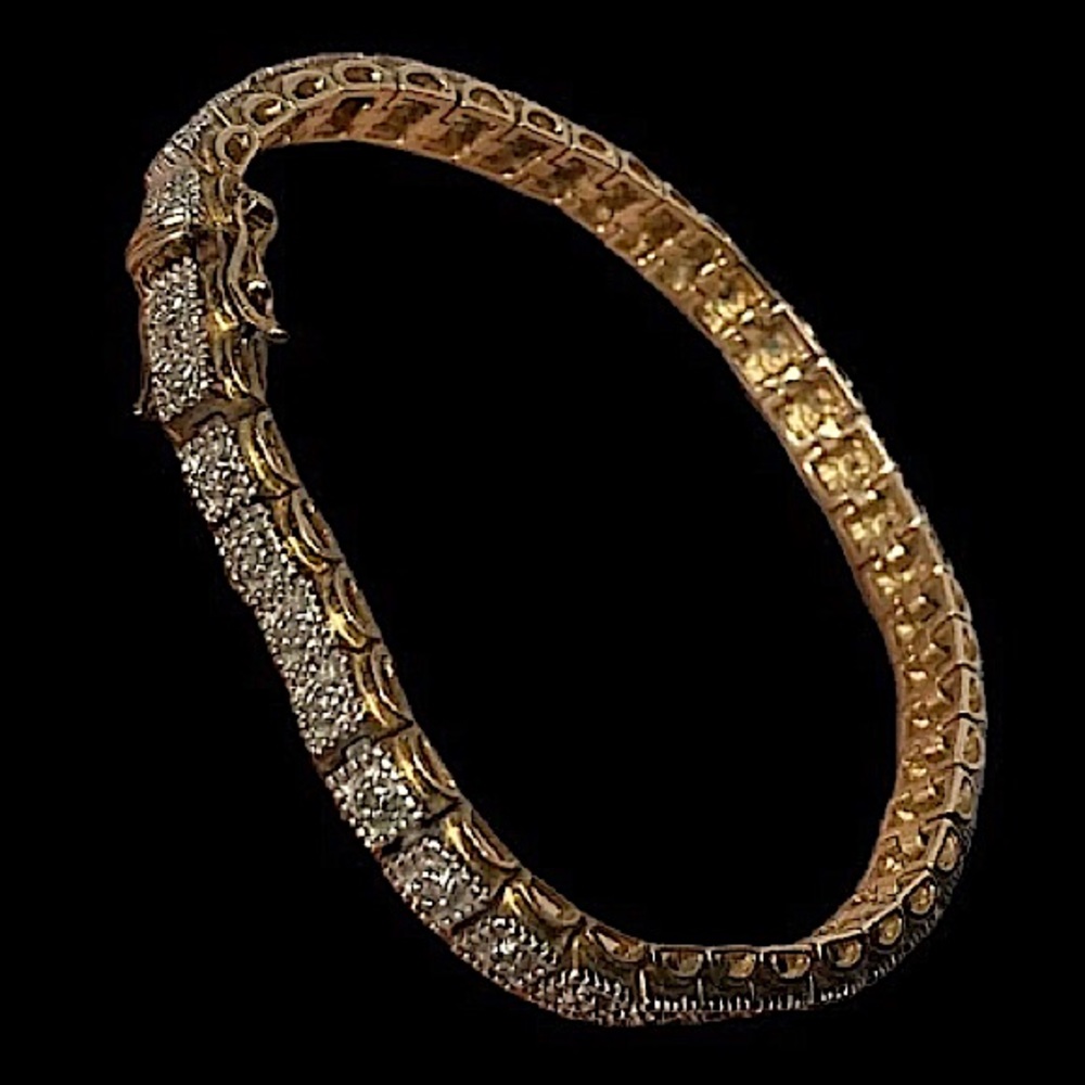 Vintage Sterling Silver 925 Gold Toned Channel Link Tennis Bracelet